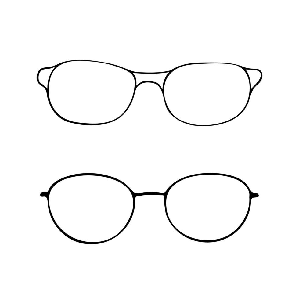 Black doodle glasses icon. Eyeglasses and sunglasses illustration vector