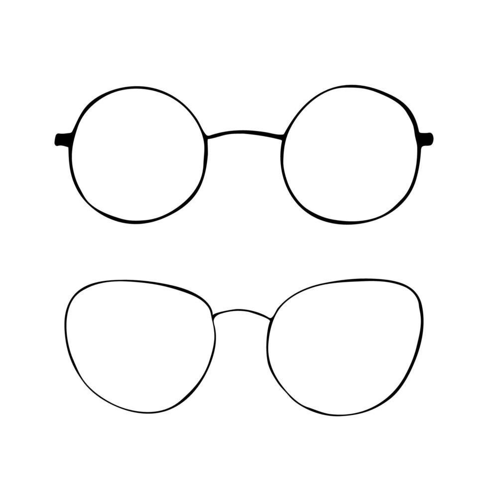 Black doodle glasses icon. Eyeglasses and sunglasses illustration vector