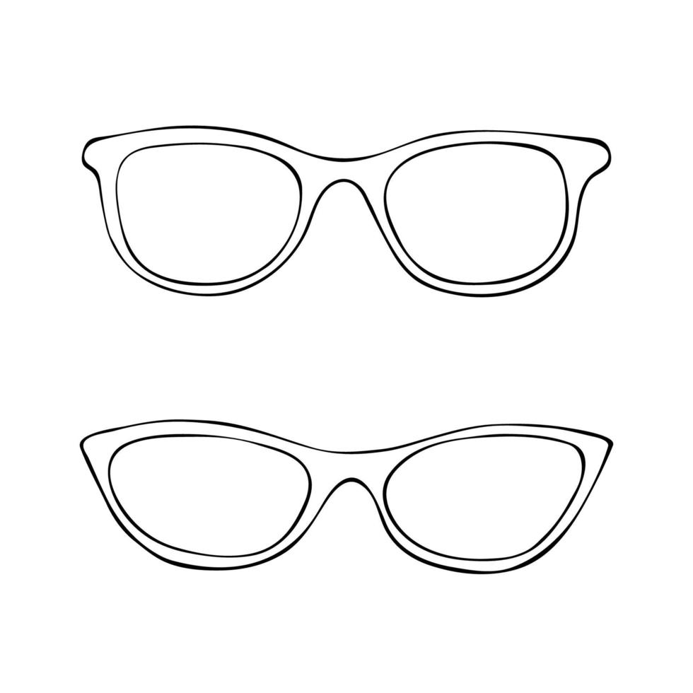 Black doodle glasses icon. Eyeglasses and sunglasses illustration vector