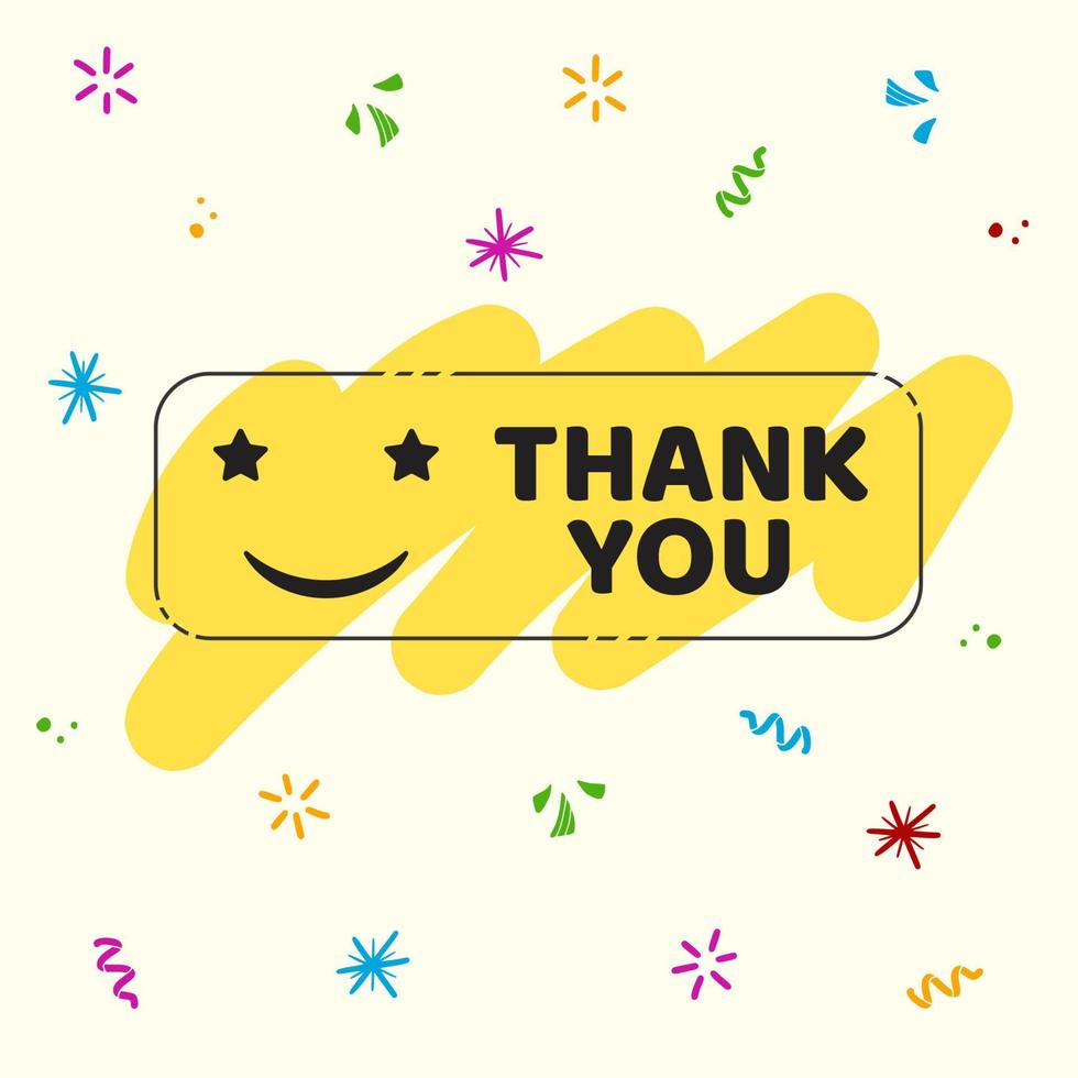 Trendy retro smile sticker with text Thank you vector