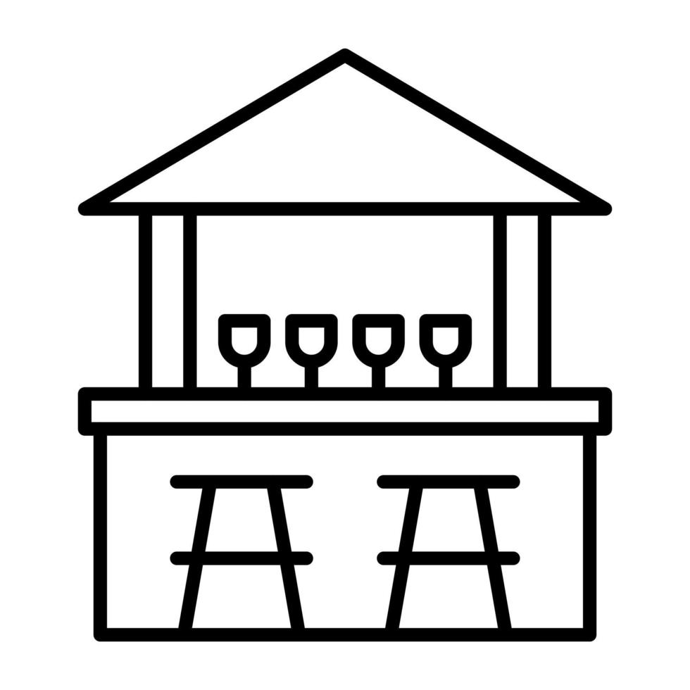 Beach Bar Line Icon vector