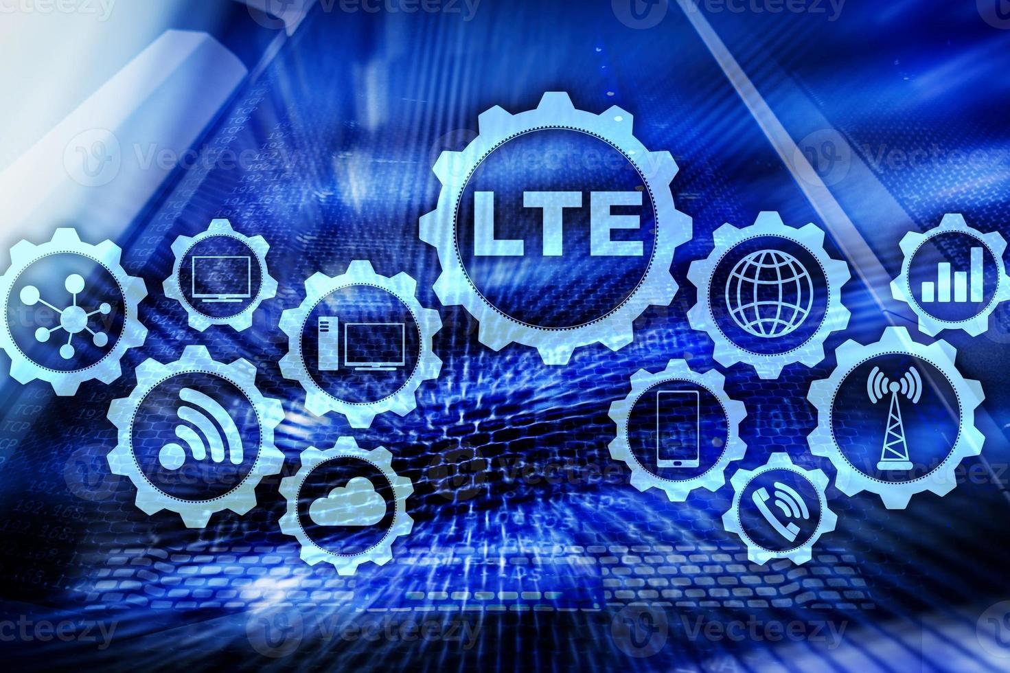 LTE, Wireless Business Internet and Virtual Reality Concept. Information Communication Technology on a server background photo