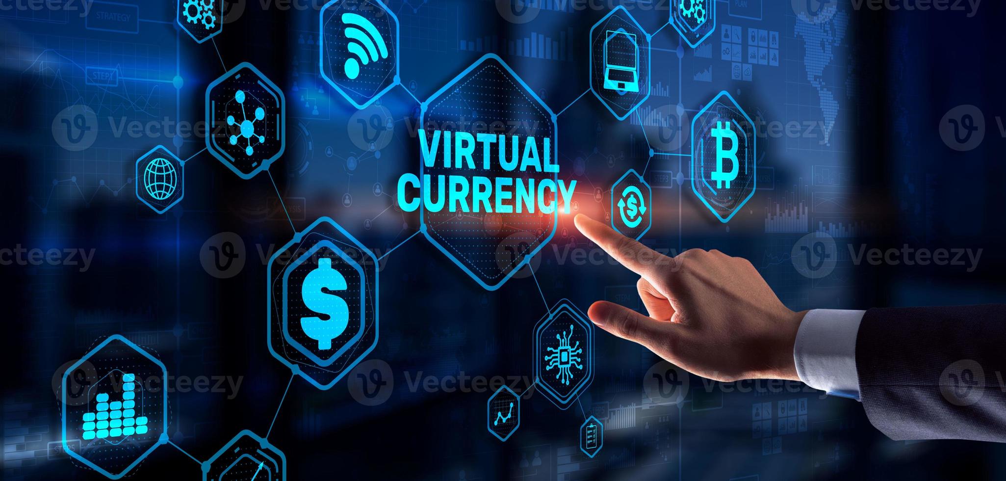 concepto de inversión de cambio de moneda virtual. fondo de tecnología financiera foto