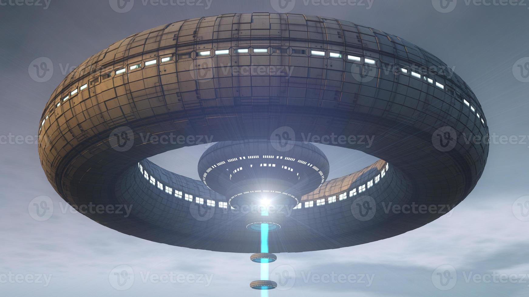 Alien UFO. 3D render photo