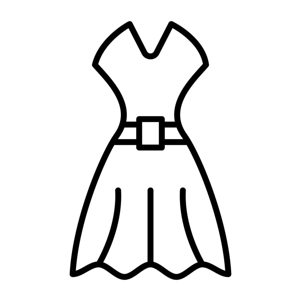 icono de línea de vestido de mujer de boda vector