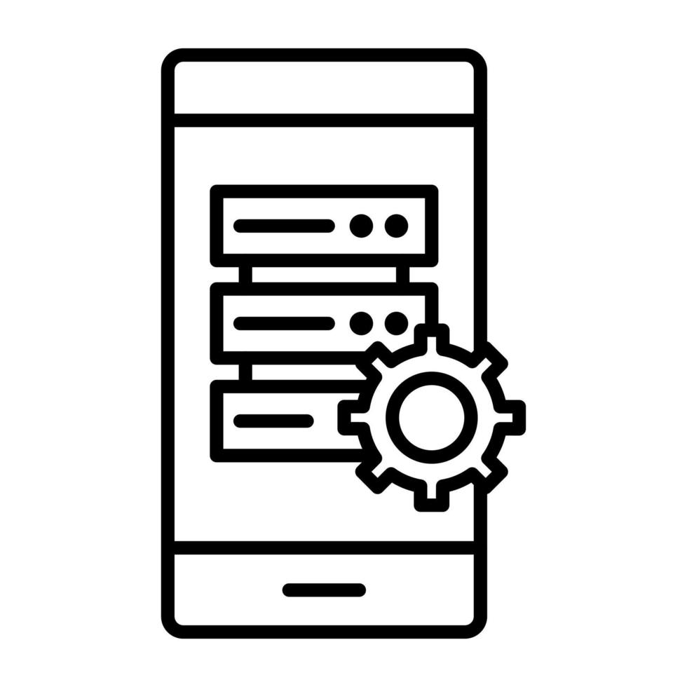 Smartphone Database Line Icon vector