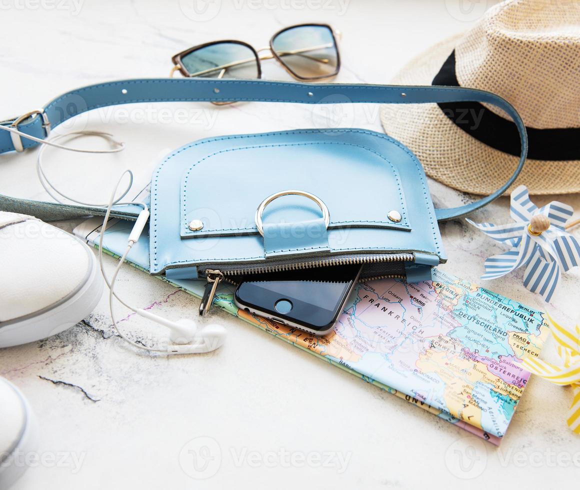 Blue leather bag 4576580 Stock Photo at Vecteezy