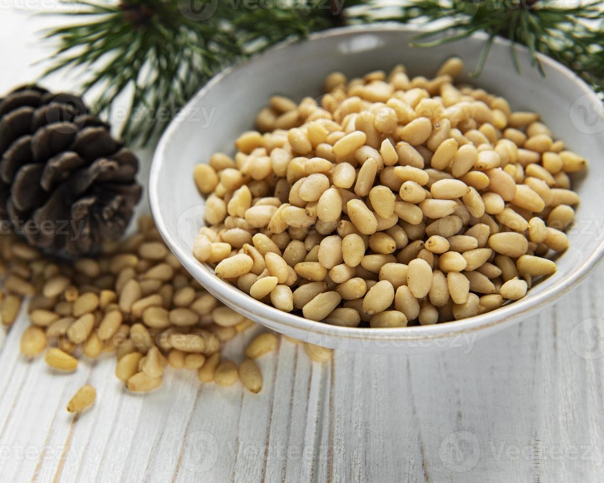 Pine nuts on a table photo