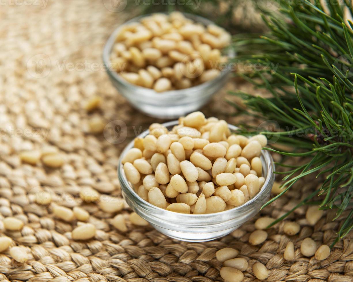 Pine nuts on a table photo
