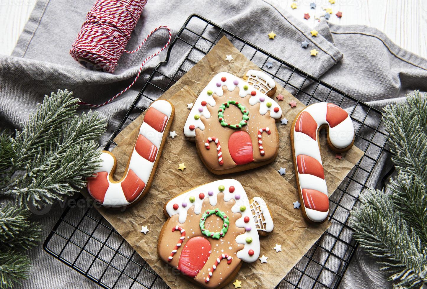 Christmas gingerbread house cookies photo