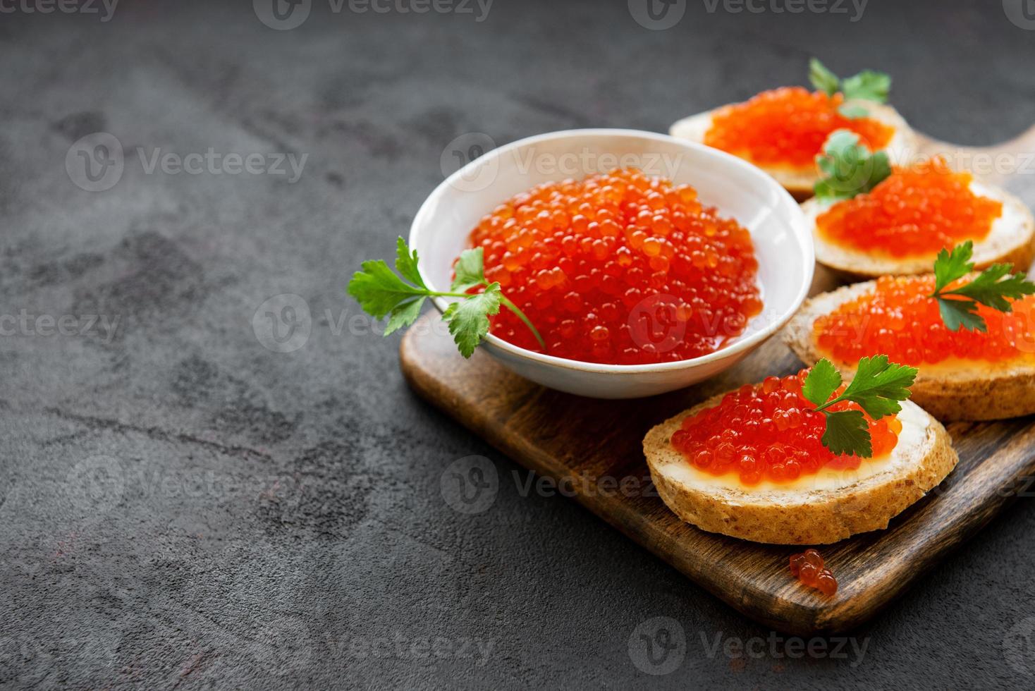 Sandwiches with red caviar photo