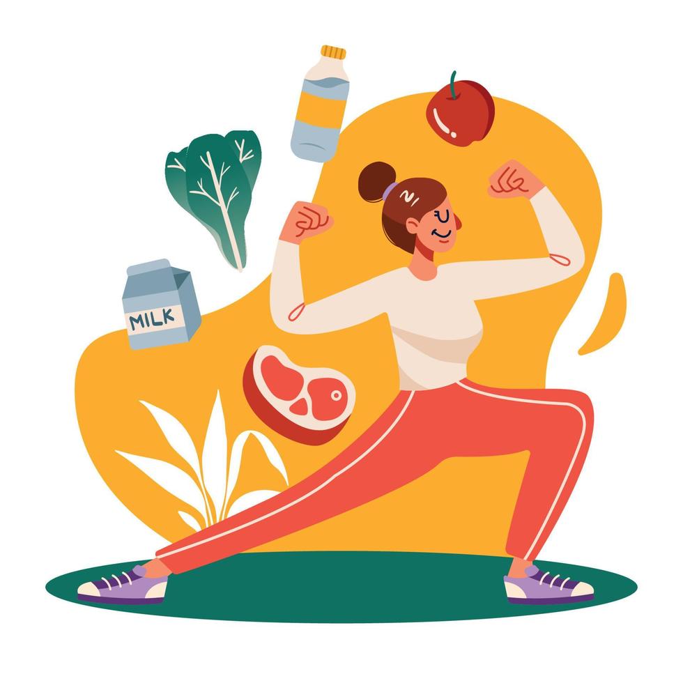 A Woman Doing a Balance Diet vector