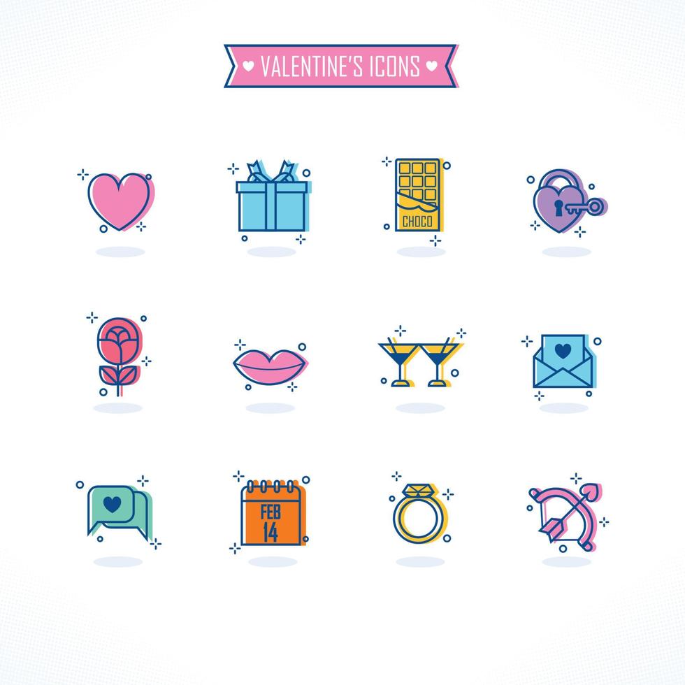 conjunto de iconos de san valentín vector