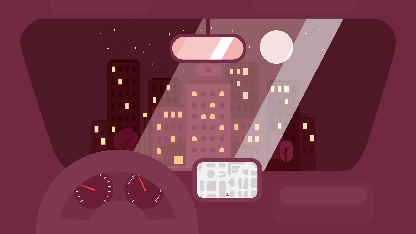 vida de la ciudad desde el coche vector