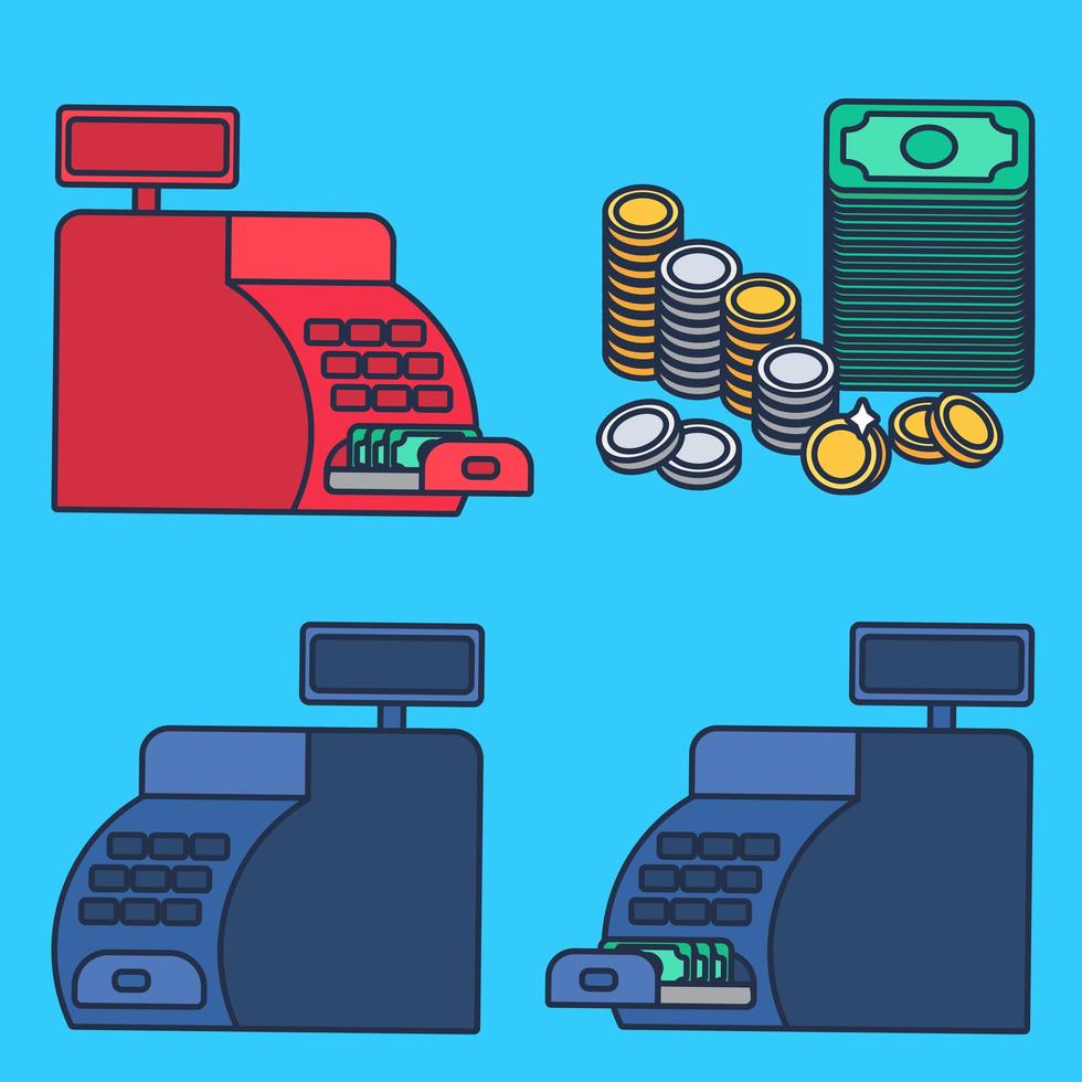 Cash register and money vector