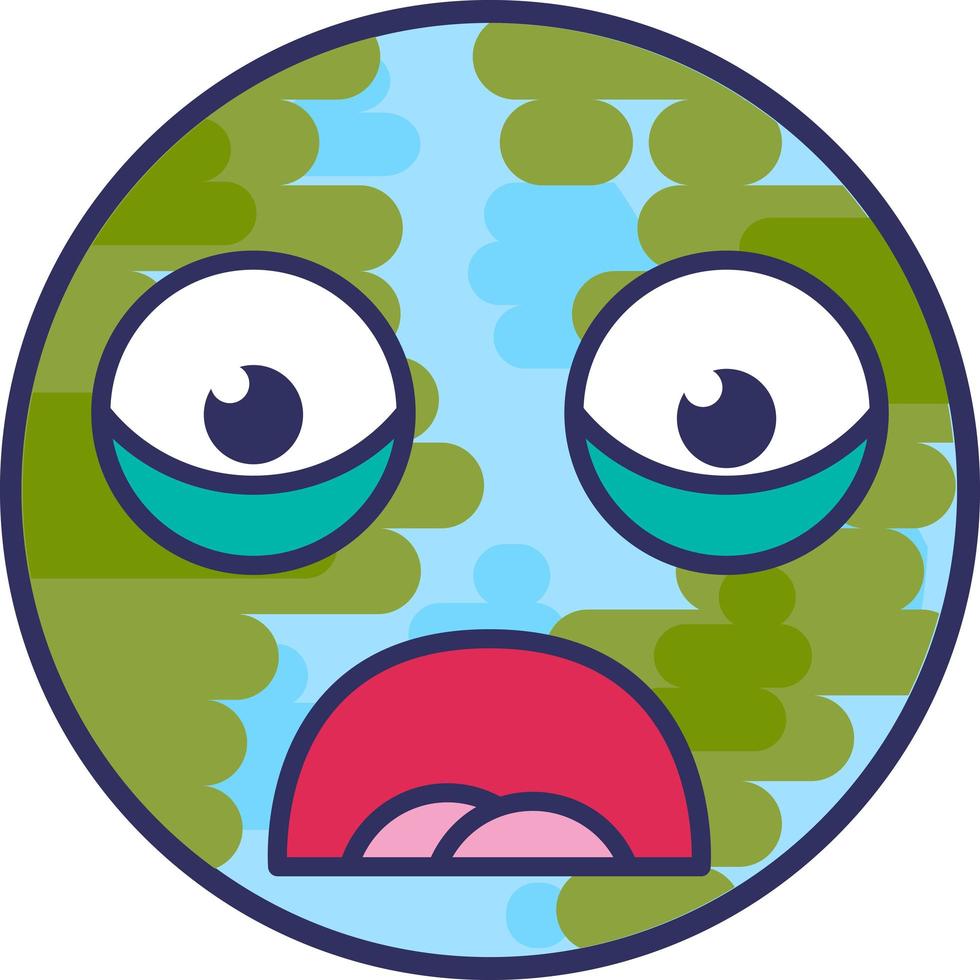 Planet sphere emoji afraid scary expression vector