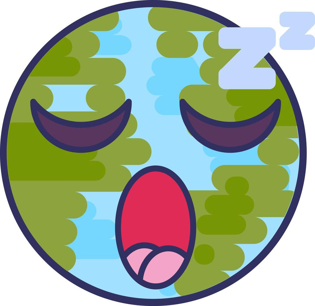 Planet sleeping expression cute funny emoji vector