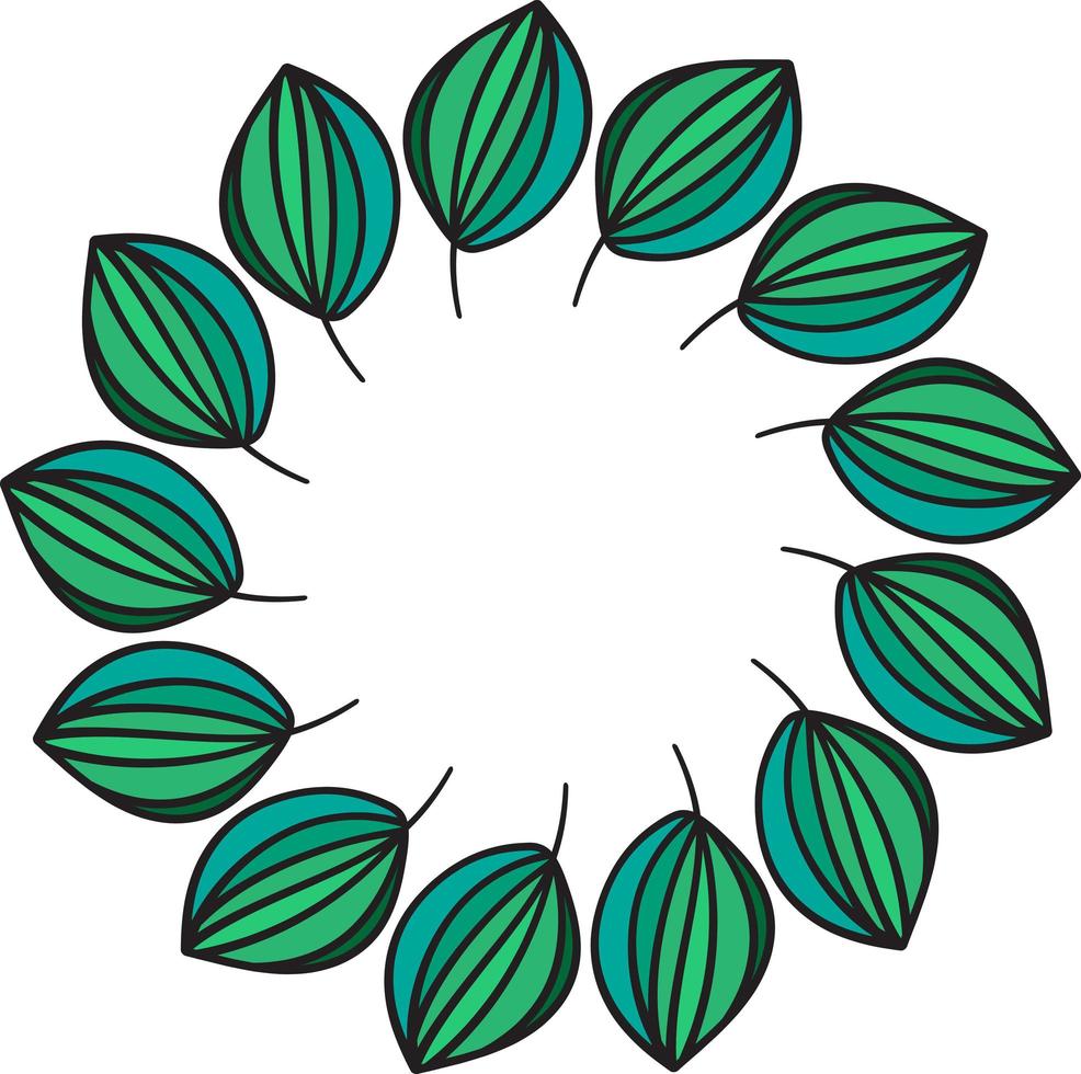 Tree green leaf lined in round decoration vector