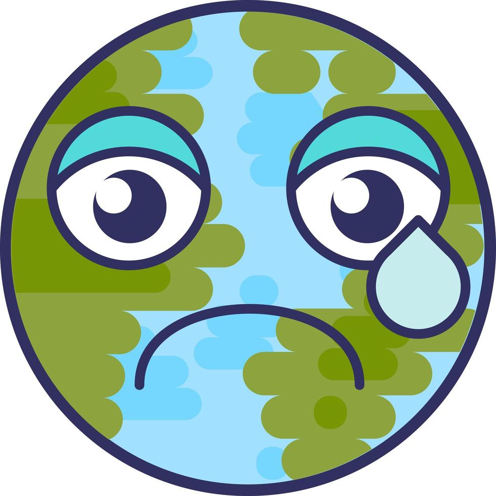 Planet globe emoji cry sadness expression vector