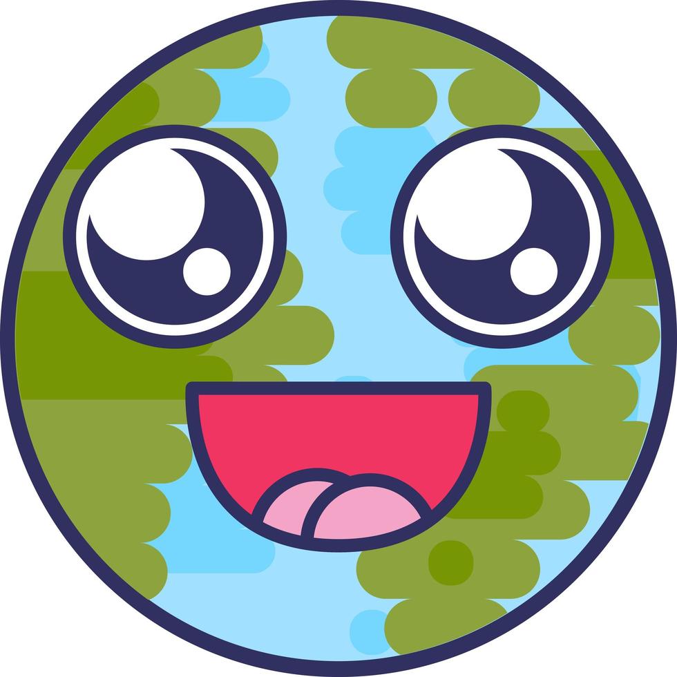 Planet happy expression funny comic emoji vector