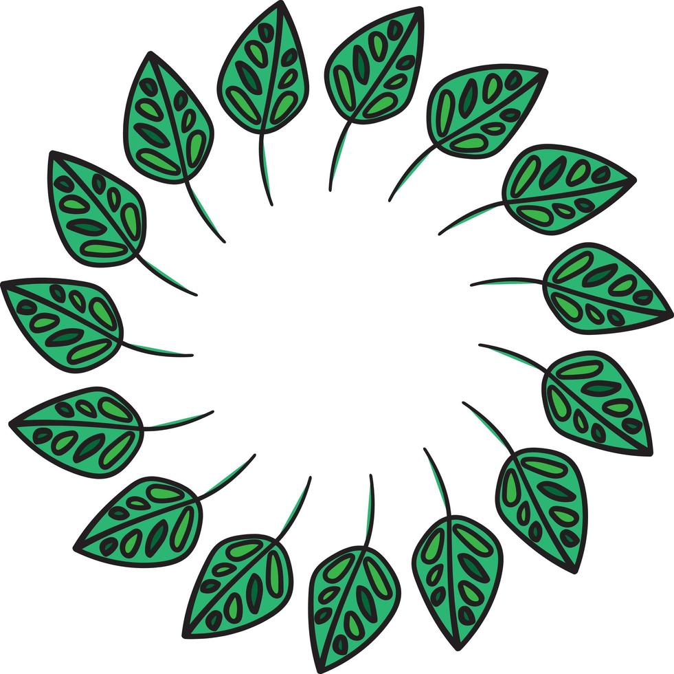 Tree green leaf lined in round decoration vector