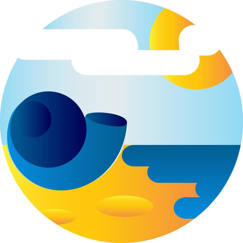 Sand beach coastline nature with clam shell vector