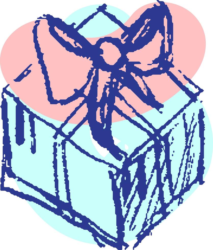 caja de regalo de navidad decorada con cinta y vector de arco