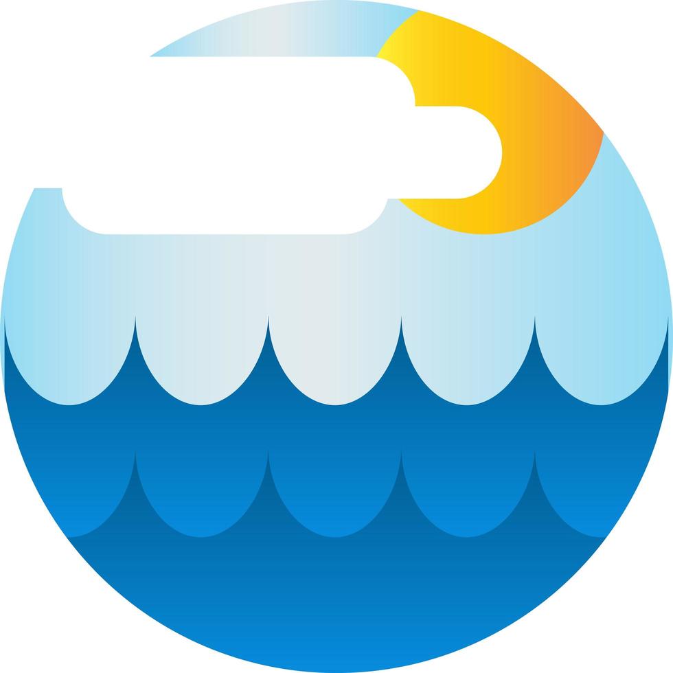 Sea wave water, sun shine and cloud nature vector