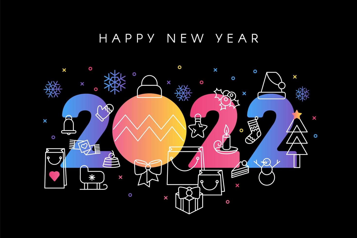 2022 happy new year celebration banner vector