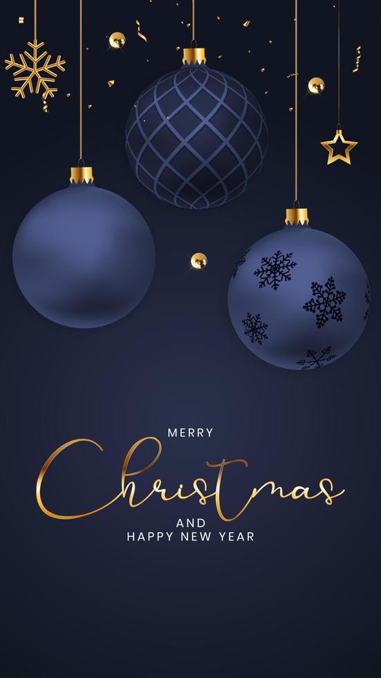 Happy New Year and Merry Christmas Poster Template. Vector Illustration
