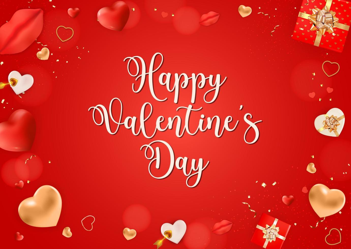 Valentine s Day Greeting Background Design. Template for advertising, web, social media and fashion ads. Horizontal poster, flyer, greeting card, header for website Vector Illustration