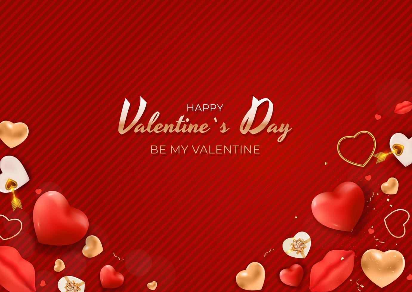 Valentine s Day Greeting Background Design. Template for advertising, web, social media and fashion ads. Horizontal poster, flyer, greeting card, header for website Vector Illustration