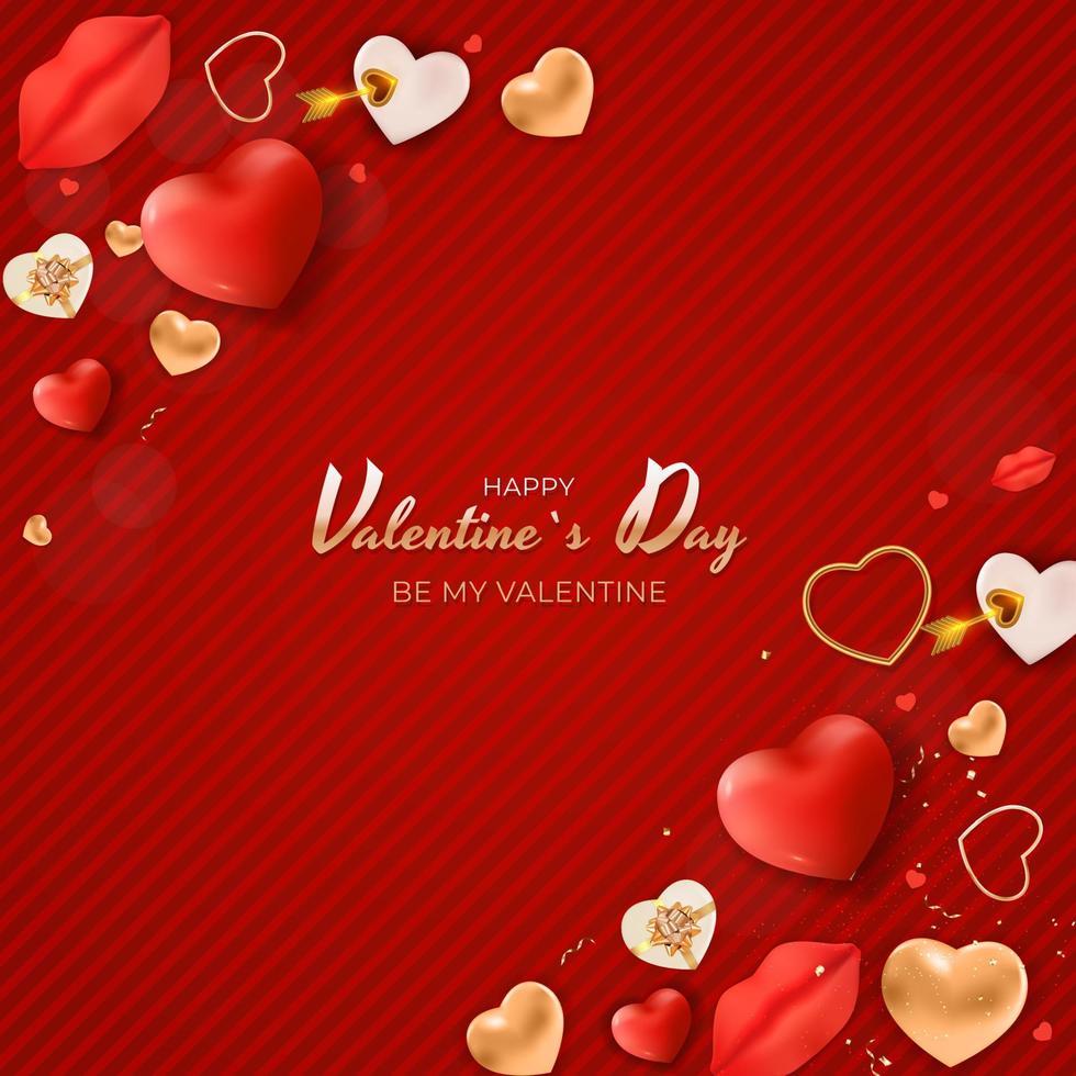 Valentine s Day Greeting Background Design. Template for advertising, web, social media and fashion ads. Horizontal poster, flyer, greeting card, header for website Vector Illustration