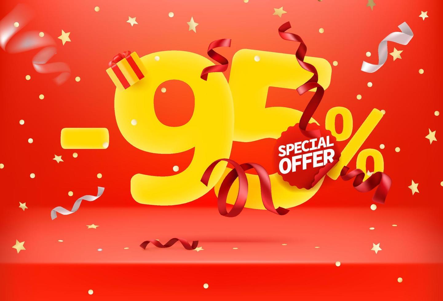 Ninety five percent sale off special offer vector promo banner