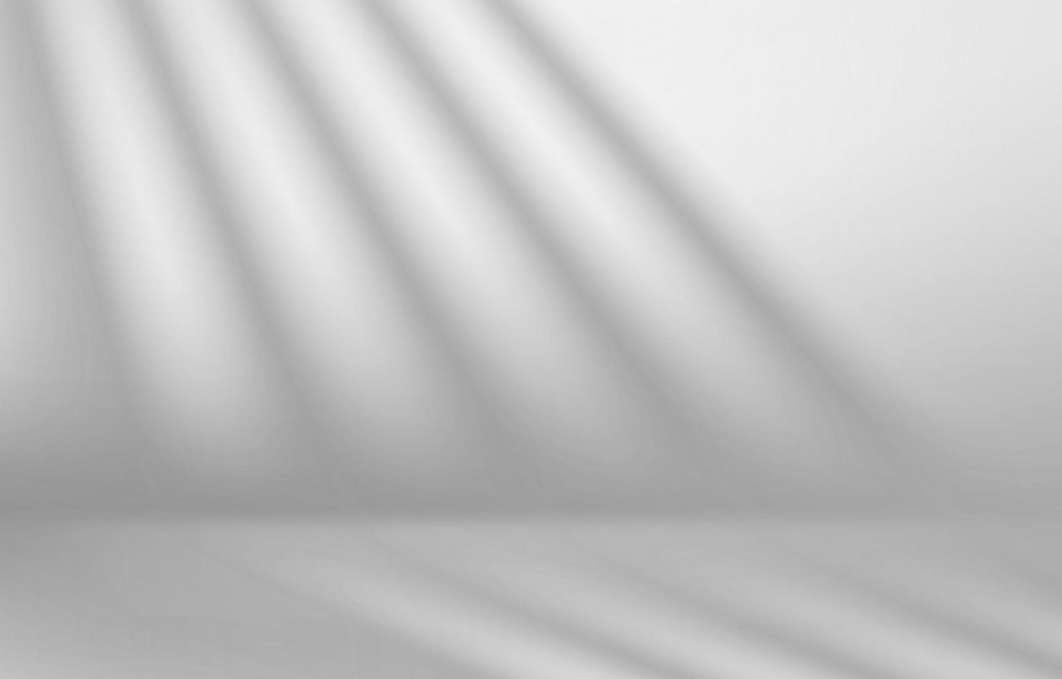 sala blanca con sombras en la pared. Ilustración de vector 3d realista con efecto de superposición de sombras