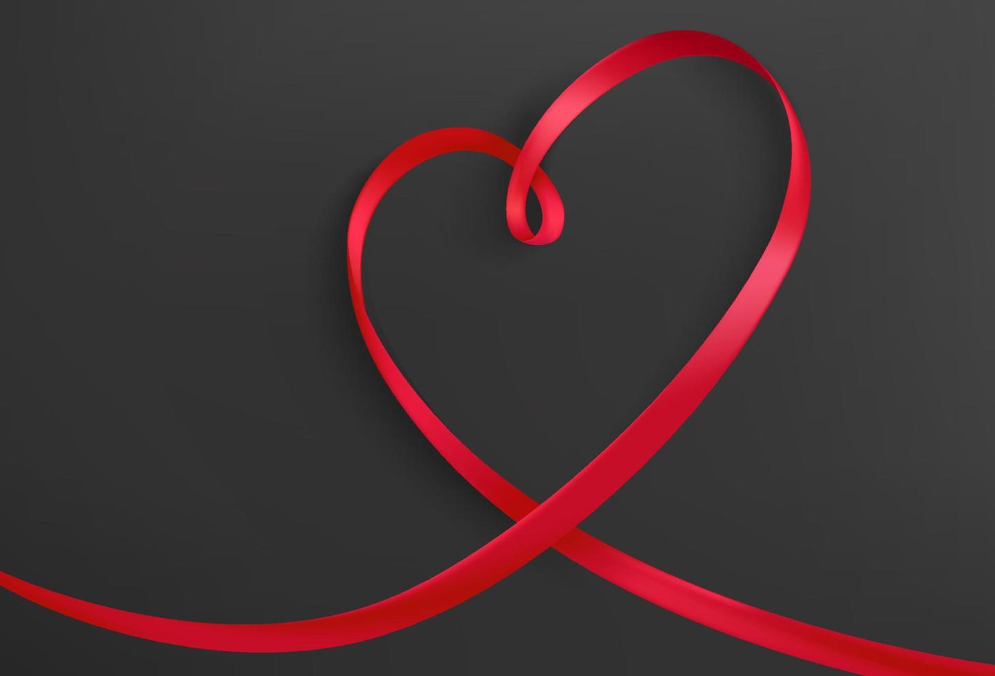 Red riibon with heart shape vector illustration