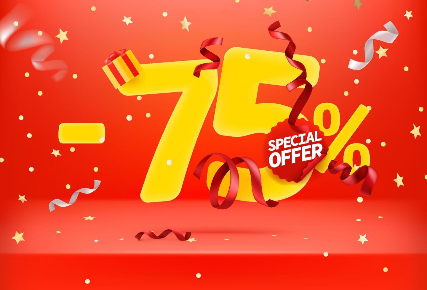 setenta y cinco por ciento de venta de oferta especial vector promo banner