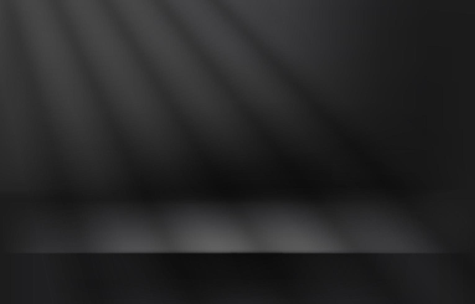 Empty dark room with shadows on the wall. Realistic 3d vector illustration with shadow overlay effect