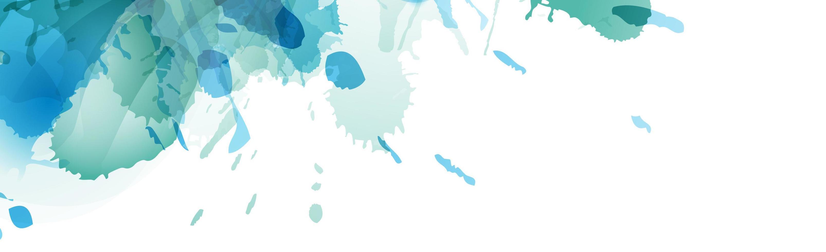 Abstract panoramic background with watercolor stains tone brush strokes on white background - Vector