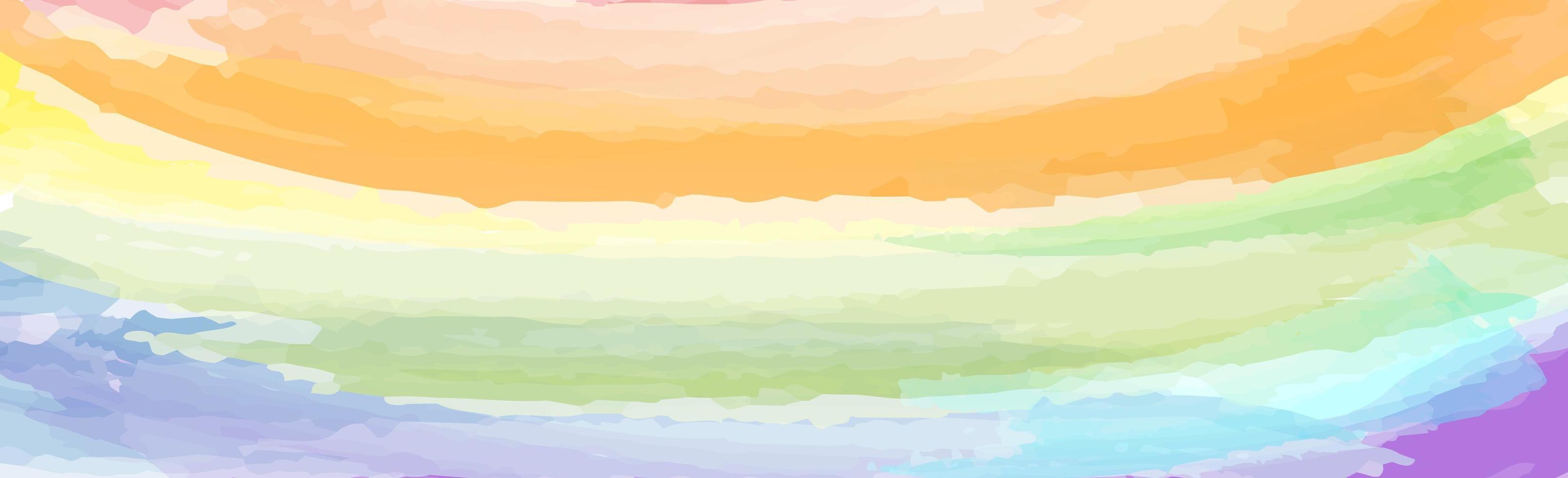 Panoramic texture of realistic multi-colored watercolor on a white background - Vector