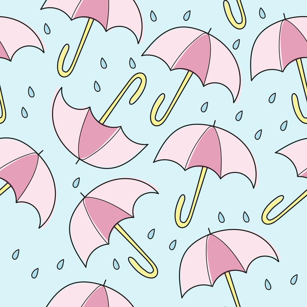 Abstract handmade umbrella and drop seamless pattern background vector
