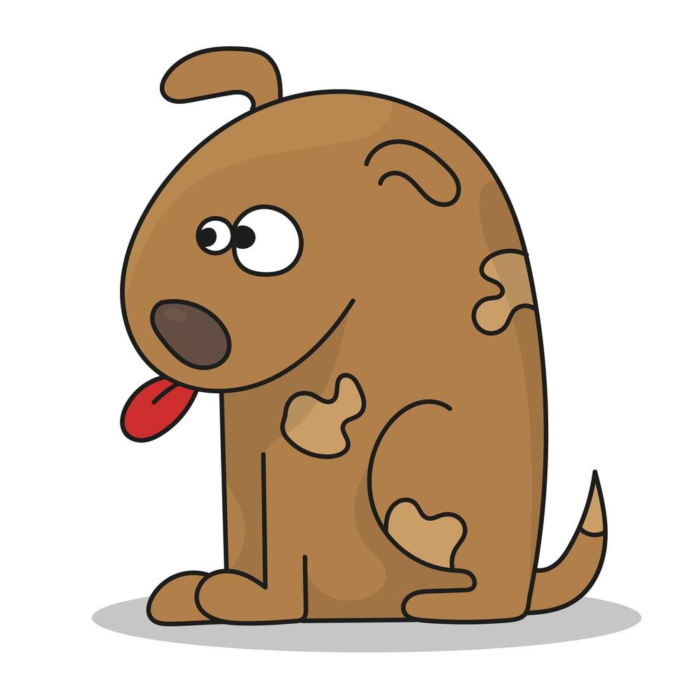 cachorro de dibujos animados feliz sentado, lindo perrito vector