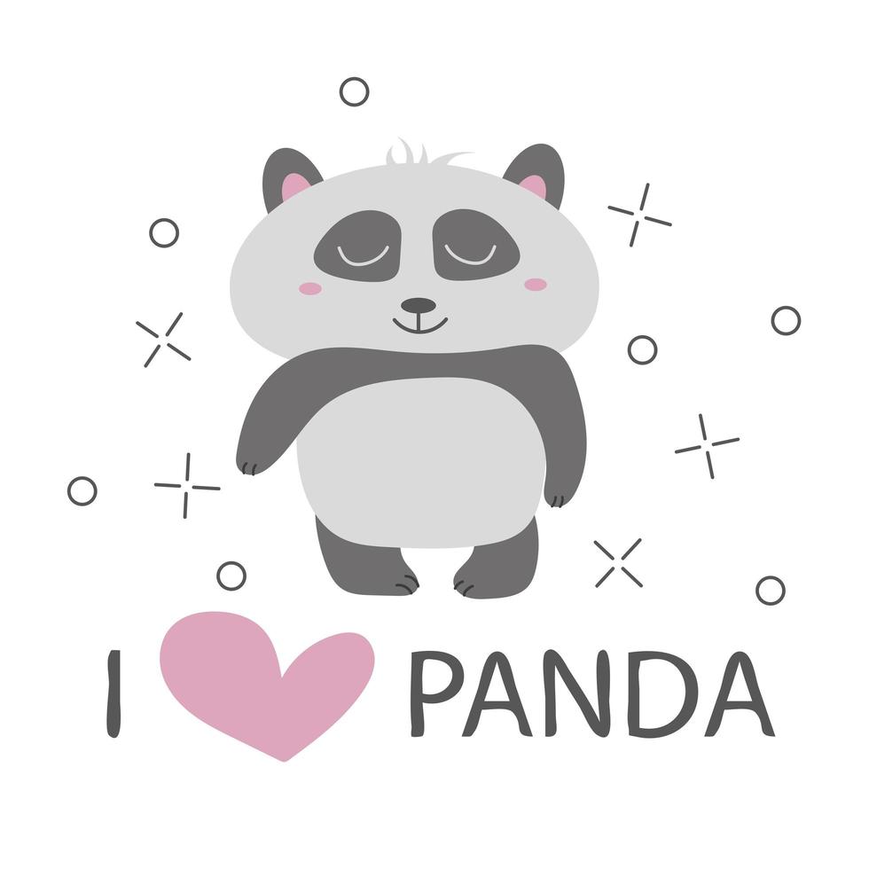 Panda t-shirt design with cute panda bear vector design