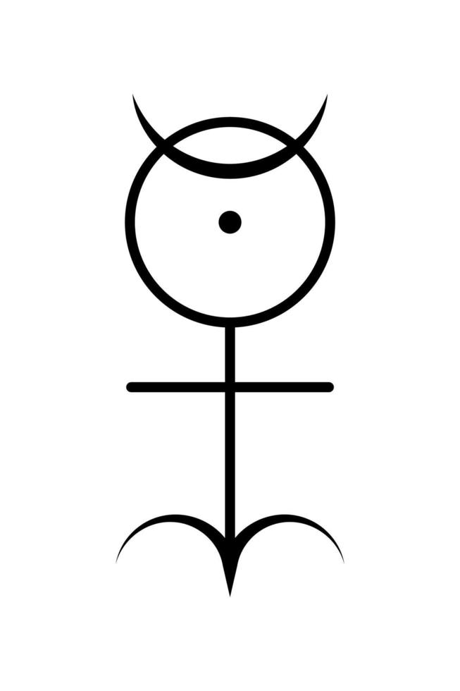 símbolo esotérico de la mónada jeroglífica, geometría sagrada, la monas jeroglífica. vector de icono de logotipo místico isoalted sobre fondo blanco