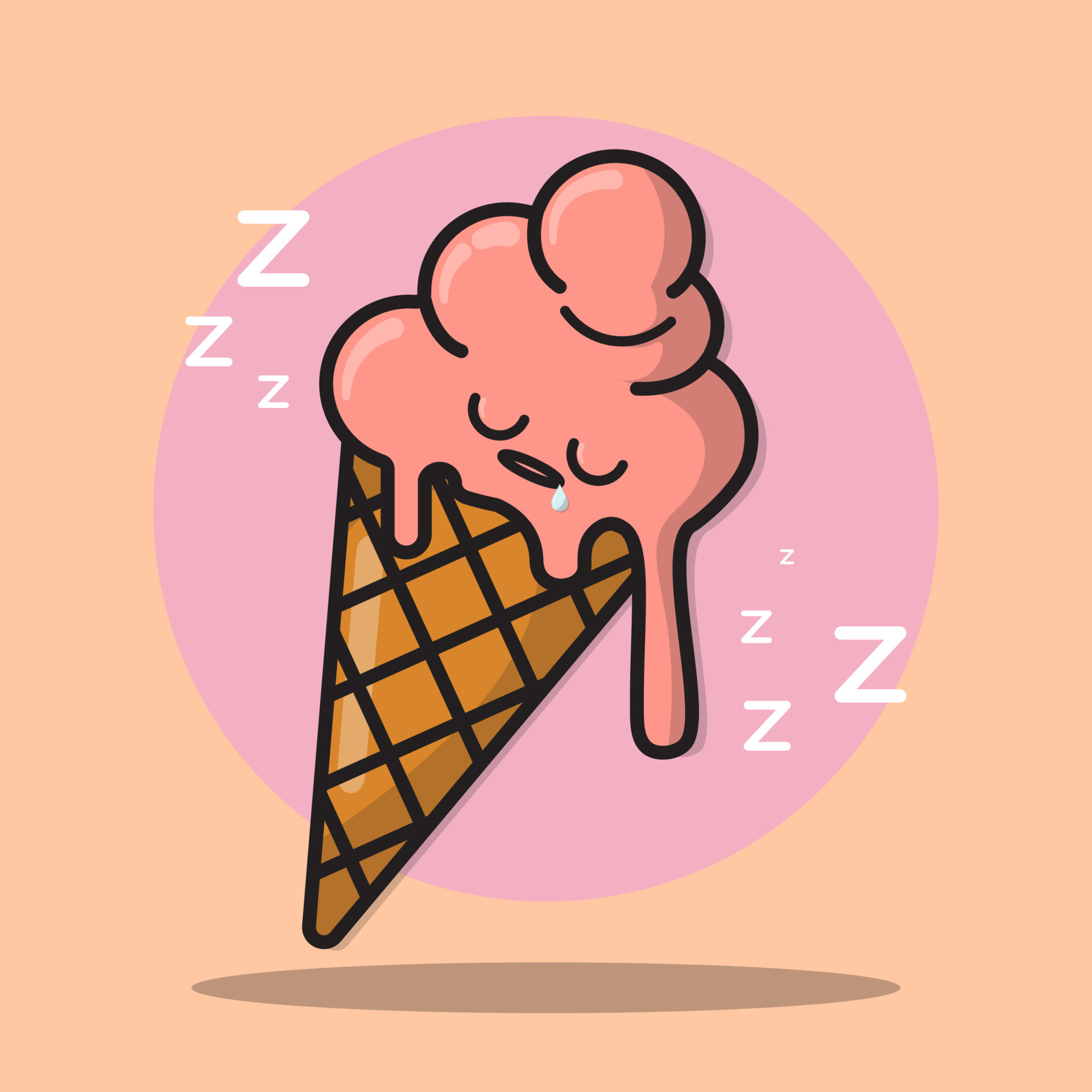 Cute cartoon ice cream with sleepy face. Kawaii ice cream in cone. A  collection of sweet food emojis. 4578060 Vector Art at Vecteezy