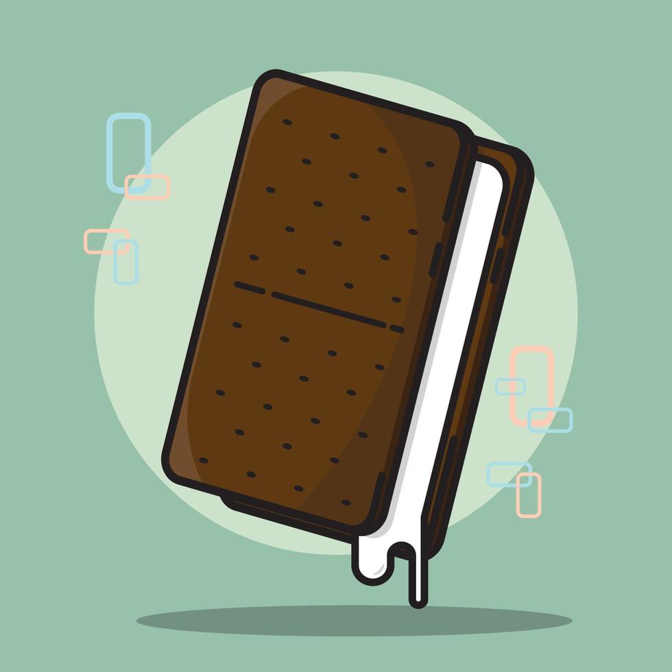 Vector illustration of ice-cream sandwich in flat design style, sweet dessert