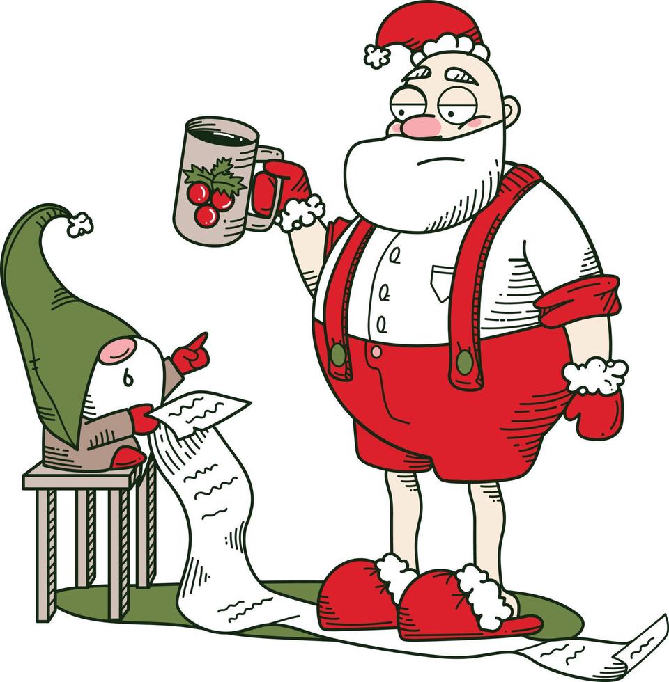 Santa and gift list vector