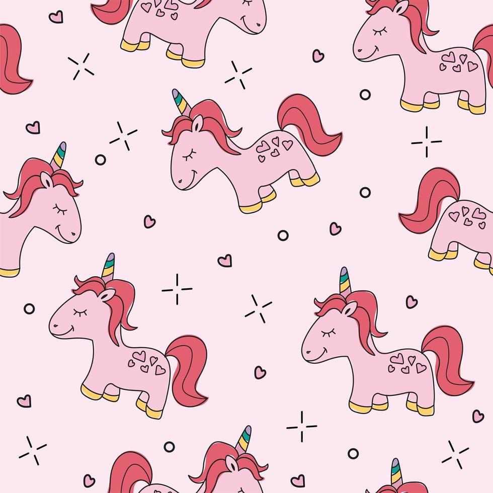 Ilustración de vector de patrón de unicornio rosa transparente