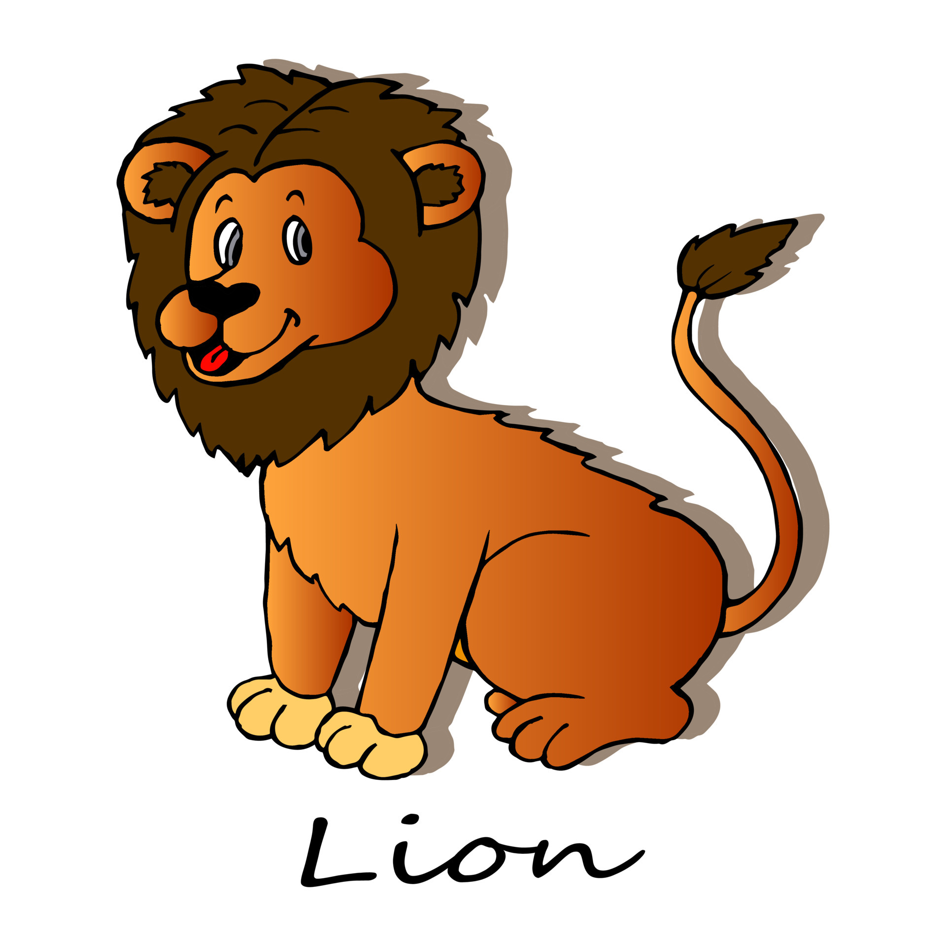 illustration, Africa, funny lion with shadow, design for paper 4578326  Vector Art at Vecteezy