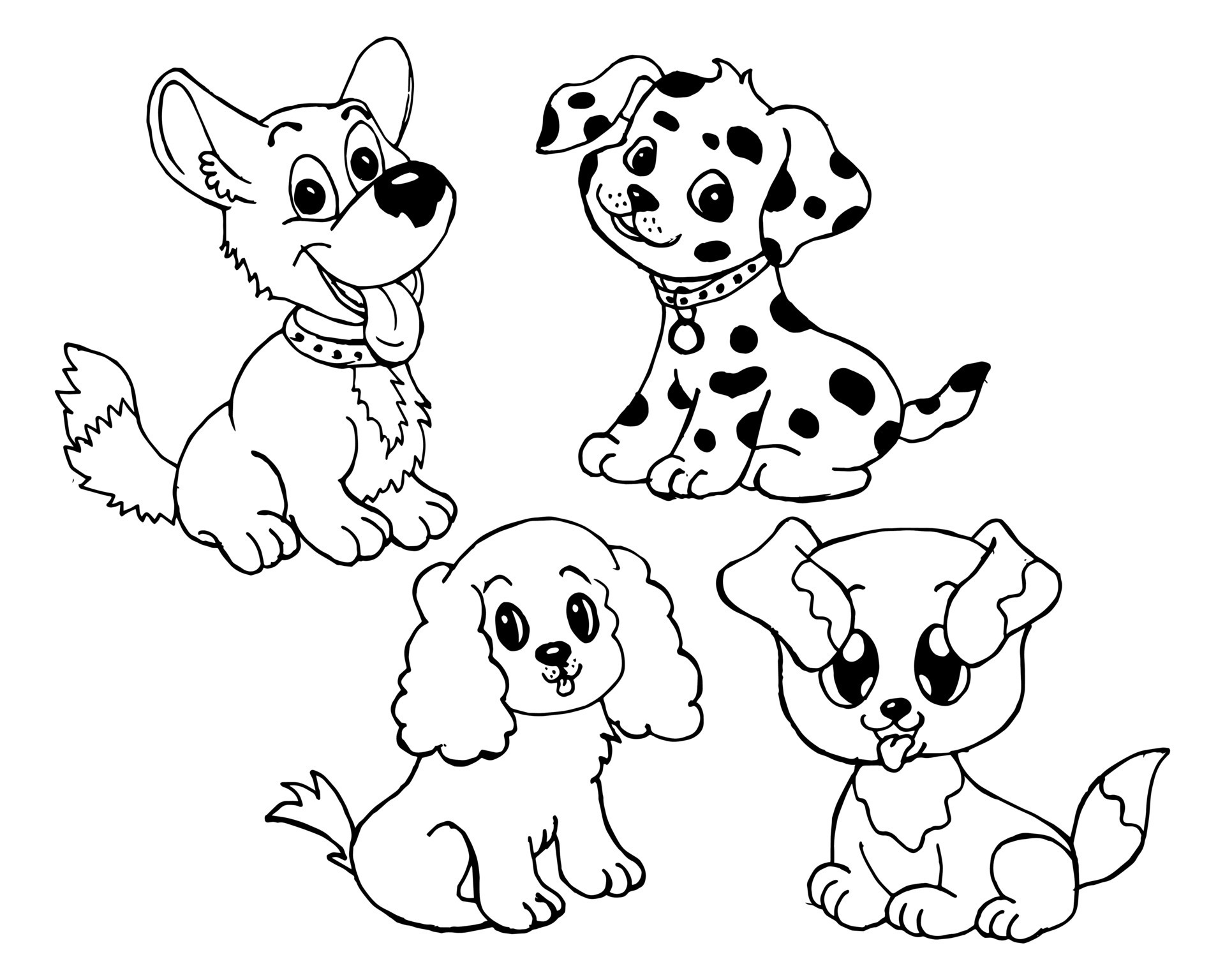 puppy cartoon black and white